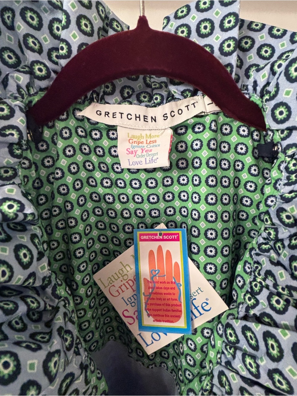 Gretchen Scott Designs Light Blue and Green Printed Ruffle Dress - Picture 5 of 11